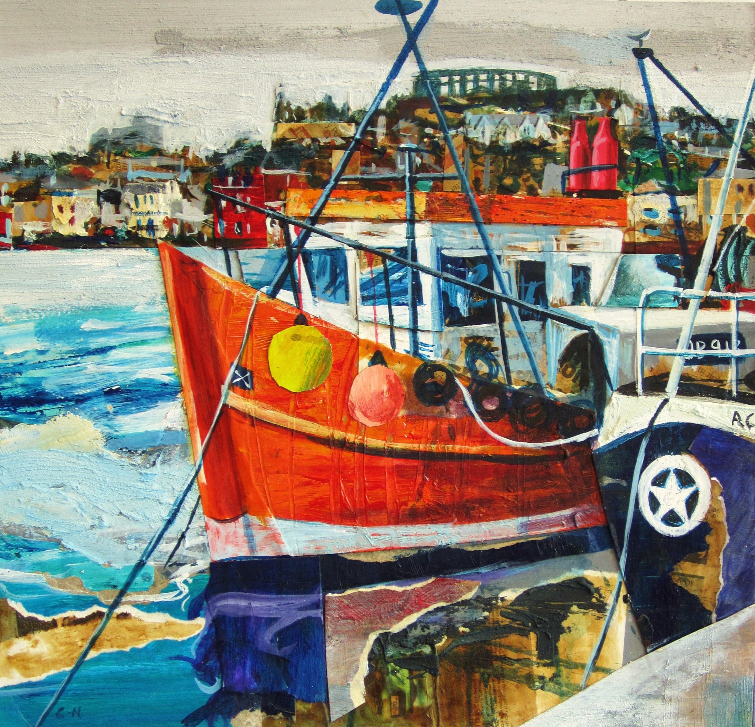Orange boat,Oban.46 by 46 cm..JPG